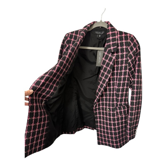 RACHEL ZOE | NWT Double Breasted Tweed Blazer Jacket in Black & Pink, Size XS - Picture 5 of 11